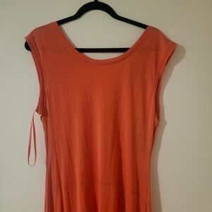 Bcbgmaxazria Crew Neck Maxi Dress Coral Color